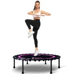 DARCHEN 400LBS Rebounder Trampoline for Adults, Indoor Mini Trampoline Silent Fitness Trampoline Small Bungee Rebounder Jumping Cardio Trainer Workout Exercise Workout with Handrail Bar [40 Inch]