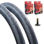 Vandorm Set of Bicycle Tyres 700 x 35c (37-622) City Urban Slick 700c Hybrid Tires with Schrader Valve Inner Tubes (Pack of 2)