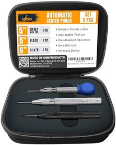 ALBO Automatic Center Punch Set – 3 Heavy Duty Spring Loaded Punch Tools for Metal, Wood, Steel – Precision Tips, Galvanized & Blackened Options, Storage Box – Ideal for DIY, Workshop & Professionals