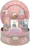 Un Air d'Antan - For Your Mom Spa Gift Basket for Women- 4 piece French Bath Gift Set for Women-Hand Cream (0.08 oz) Body Wash (8.4 oz) Body Lotion(6.8 oz) Bar Soap (3.5 oz) Cherry Blossom Scent