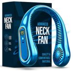 Neck Fan, Portable Bladeless Neck Fans Rechargeable, 4000 mAh Battery USB 360° Airflow Super Quiet 3 Speeds Personal Wearable Neck Fan, Collar Fan for Neck Outdoor Indoor for Women MenBlue
