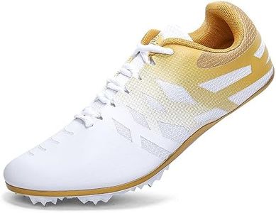 New Track and Field Shoes for Men Women Kids Boys Girls 8 Spikes 100-400 Meter Running Racing Shoes Professional Sprint Sport Sneakers White Gold