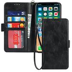 ELTEKER Phone Case for iPhone X Wallet Case,iPhone Xs Wallet Case,[RFID Blocking] Premium Leather Credit Card Holder Magnetic Flip Kickstand Wallet Case for iPhone X/XS -Black