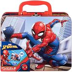 Spiderman Large Lunch Tin Box with 24pc Puzzle Inside