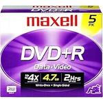 Maxell 639002 634032 DVD+R 4.7GB DVD Recordable Disc, 5-Pack