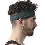 SKULLFIT Cotton Sports Headbands For Men - Lightweight Moisture Wicking Workout Sweatbands For Running, Gym, Yoga, Cycling, Tennis, Cricket And Other Sports (Grey)