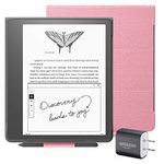 Kindle Scribe Essentials Bundle including Kindle Scribe (64 GB), Premium Pen, Fabric Cover - Rose, and Power Adapter