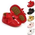 Sonsage Infant Baby Girls Bowknot Mary Jane Toddler PU Leather Soft Sole Princess Wedding Dress First Walking Flats Prewalker Newborn Ballet Shoes