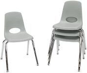 Factory Direct Partners 10383-LG 16" School Stack Chair, Stacking Student Seat with Chromed Steel Legs and Nylon Swivel Glides for in-Home Learning or Classroom (4-Pack), Blue