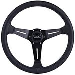 OCC MOTORSPORT OFFSET STEERING WHEEL CLASSIC MODEL PERFORATED LEATHER WITH BLACK ARMS - 90 MM FULL DISH WHEEL - 350MM (14 INCH)