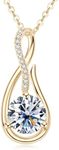 DYUNQ 2CT Moissanite Infinity Necklace for Women, Solitaire Lab Diamond Pendant, 18K White Gold Plated D Color Round Cut 925 Sterling Silver White Gold Plated Necklace, GRA Certified, 18+2 inch,