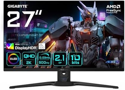 Gigabyte AORUS FO27Q5P 27" OLED QHD Gaming Monitor - 2560 x 1440, 500Hz, 0.03ms, KVM, 300 cd/m², FreeSync Premium Pro, DisplayHDR True Black 500, DisplayPort 2.1