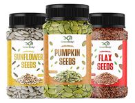 GreenFinity Seeds Combo - 475g, Pumpkin, Sunflower Seeds - 150g, Flax Seeds - 175g | All Premium.