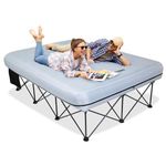 FUNDANGO Camping Beds Double with Air Mattress Folding Camp Beds 2 Person with Mattress Camping Cot Portable Air Bed with Air Pump Side Table Sleeping Cot Guest Bed for Travel Fishing Picnic Indoor