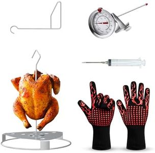 Fire Riot Deluxe Stainless Steel Turkey Fryer Accessories - Turkey Deep Fryer Stand, Thermometer, Heat-Resistant Glove & Heavy-Duty Lifting Handle