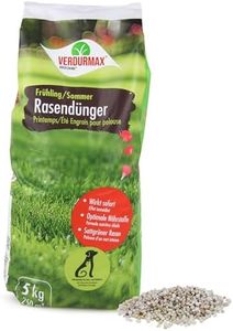 Verdurmax 5 kg d'engrais pour gazon Printemps & Été – Engrais à libération prolongée avec azote pour 250 m² de gazon vert luxuriant – Sans danger pour les chiens – Compatible avec épandeur