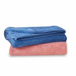 UrbanLeaf Microfiber Large Bath Towel | Quick Dry Super Absorbent - Bath Towel for Men and Women | Blue & Coral | Towel for Bath, Travel, Gym, Beach, Pool, and Yoga (70 X 140 CMs)