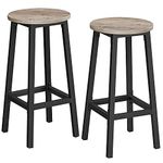 VASAGLE Bar Stools Set of 2, Kitchen Stools, Bar Chairs with Metal Frame and Footrest, Easy to Assemble, for Kitchen, Living Room, Dining Room, Greige and Black LBC032B02