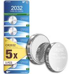 5Plus Group 5 Pcs 2032 CR2032 DL2032 ECR2032 3V Lithium Coin Cell Batteries Suitable For Keyfobs, Scales, airtag, Wearables And Other Devices Great for Homes, Professional and Commercial Use