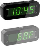 2 in 1 Alarm Clock, Indoor Thermometer, Digital Clock with Temperature Display, Adjustable Brightness Dimmer, 12/24Hr, Snooze, Cordless, Battery Operated, Portable Size, Small Alarm Clock for Bedrooms