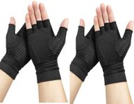 Jesata Copper Compression Arthritis Gloves | Fingerless Arthritis Gloves| Rheumatoid Osteoarthritis Wrist Support | Copper Infused Gloves for Pain Relief, Swelling & Carpal Tunnel 2 Pair (M)
