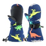 BAVST Winter Kids Waterproof Mittens for Boys Girls Snow Ski Toddler Baby Gloves Outdoor for Infant Teens 1-5T (Colorful Dinosaur, 4-6T)