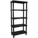 CrazyGadget® Storage Shelving Shelves Unit 5 Tier Racking Plastic for Home Living Room Garage - Extra Large (BLACK) - MADE IN UK