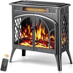 Kismile Electric Firplace Heater, 24inch & 1500W Infrared Heaters for Indoor Use with Remote Control, 5100BTU Small Electric Stove with 3D Flame Effect and Heating Mode, Overheating Safe(Black)