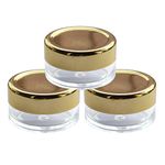 nsb herbals 8 Gm Empty Acrylic San Jar Transparent/Clear Cosmetic Container With Gold Lid And Inner Lids For Lip Balms, Eyeshadow, Makeup And Diy Beauty Products (Pack Of 3), 8 milliliter