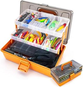 Large Fishing Tackle Box Kit with 3-Layer Organizer & Small Box, 417-Pcs Includes Gloves, Fishing Lures, Hooks, Weights, Bass Fishing Gear for Freshwater, Fishing Equipment Gift for Men​