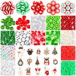 685PCS Christmas Beads Charms for Jewelry Making Kalolary Christmas Enamel Charm Acrylic Snowflake Loose Beads Christmas Tree Polymer Clay Beads Xmas Alloy Charms for Necklace Bracelet DIY Supplies