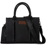 Wrangler Medium Tote Bag for Women Designer Satchel Handbags Top-handle Purses with Strap, A-natural-black, Medium