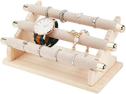 nbeads 3 Niveaux Présentoirs à Anneau Beige, Présentoirs Détachables de Bague de Velours de Style de Mode avec Porte-Bijoux D'Extrémité D'Or pour Afficher Bagues de Mariage Stockage de Bijoux