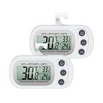 Ankilo 2 Pack Refrigerator Thermometers, Waterproof Mini Fridge Freezer Thermometer with Hook, LCD Display, ℃/℉ Switch + Max/Min Record, for Kitchen, Home, Restaurants,White