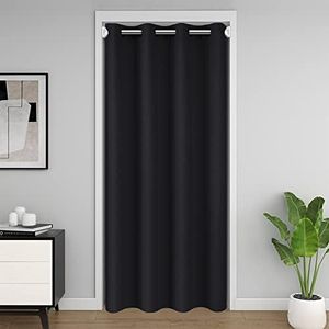 Door Curtain for Doorway Privacy, Sliding Closet Door Curtains 80 Inch Length Insulated Thermal Privacy Curtain Cover for Room Divider, Blackout Doorway Curtain Grommet Top, 1 Panel, W42 X L80, Black