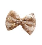 Kookla Festive Girl's GOLD Hair Bows headband embroidered fabric Hair Accessories for Girls Kids Baby Beautiful Hair Accessories Styles for Indian festival Handmade