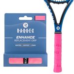 Raquex Enhance Tennis Racket Grip Tape - Tennis, Badminton, Squash Replacement Grip. Comfy, Soft, Durable. Premium self-adhesive tennis racquet grip. Finishing tape included (Pink)