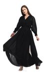 Femvy Designer georgette gown for women Black