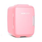 MONCOOK Mini Fridge For Bedrooms - Small, Portable & Quiet Mini Fridges For Skincare, Medicine, Food & Drinks - Cooling & Warming Function - Perfect For Home, Office, Car Or Travel - 5L - Pink Mono