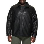 Dockers Men's James Faux Leather Jacket - Classic Motorcycle Zip-up Jacket, Black W. Chest Zip, 3X