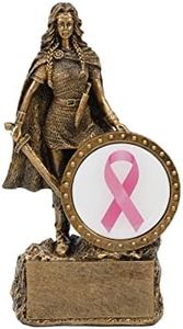 Female Warrior Pink Ribbon Trophy - 6.75 Inch Tall | Engraved Breast Cancer Awareness Warrior Award - Customize Now