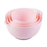 BoxedHome Pink Mixing Bowl Set Mixing Bowl Set Plastic Salad Bowl Non-Slip Stackable Serving Bowls for Kitchen 4-Piece Mixing Bowl Set