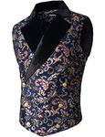 VATPAVE Mens Victorian Double Breasted Vest Gothic Steampunk Waistcoat Medium SV18 Navy