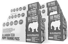 Bulldoglogy Carbon Black Puppy Pee Pads with Adhesive Sticky Tape - Extra Large Charcoal Housebreaking Dog Training Wee Pads (24x35) (360-Count, Black)