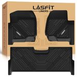 LASFIT Floor Mats for Ford F250/F350/F450/F550 2017-2024 Super Duty Crew Cab w/fctry Strg Box & Carpet, All Weather TPE Floor Liner for F-250/F-350,1st & 2nd (Bucket Seat) Car Mats, Black