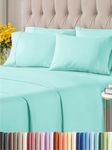 Cal King 6 Piece Sheet Set - Breathable & Cooling Sheets - Hotel Luxury Sheets - 1 Flat Sheet, 1 Fitted Sheet & 4 Pillowcases - Deep Pocket - Easy Fit, Soft & Wrinkle Free - Cal King Spa Blue Sheets
