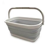 SAMMART 11.6L Collapsible Rectangular Handy Basket/Bucket (Grey, 1)