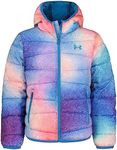 Under Armour Girls' Prime Puffer, Front Pockets & Hooded Back, Lightweight & Water Repellant, Cosmic Blue - Print, 4