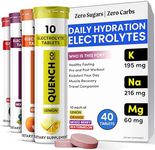 Quench Electrolyte Tablets 40 Count Instant Hydration, Electrolytes, Fasting Electrolytes No Sugar for Optimal Hydration Support Not Powder - Watermelon, Orange, Mixed Berry, Lemon Flavors