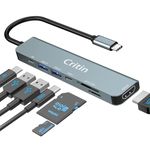 USB C Hub,7-In-1 USB C Multi-Port Adapter with 4k Hdmi,100w Pd,USB-C and 2 USB-A Data Ports 5gbps, Sd&Tf Card Slots,Aluminum USB Type C Hub,for Macbook Pro Air,Surface Pro,Ipad Pro,Xps, Hp,Lenovo Etc